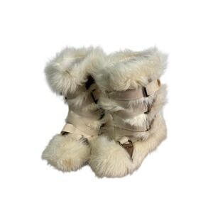 Joyfolie Kids Girls Lexi Fur Boot in Cream Size 8 Cozy Winter Warm Fashion Boots